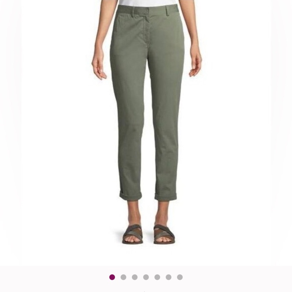 Theory Size 2 Boyfriend Twill Pants - Olive Green